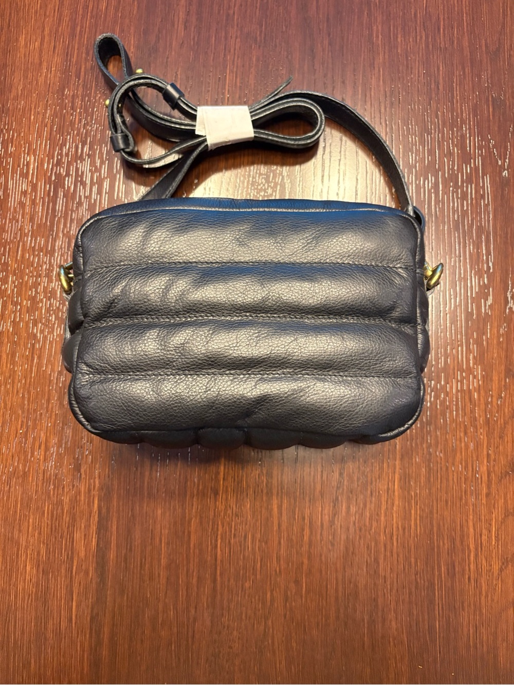 Madewell Quilted Leather Crossbody in Navy